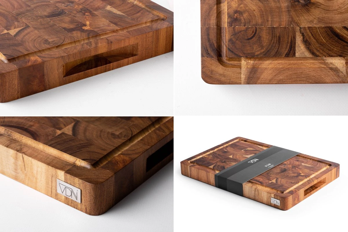 VDN Professionele Snijplank Acacia Hout Met Sapgeul En Handvatten – Hakblok 26x38x3.5 Cm 8 VDN Professionele Snijplank Acacia Hout Met Sapgeul En Handvatten – Hakblok 26x38x3.5 Cm - Afbeelding 6