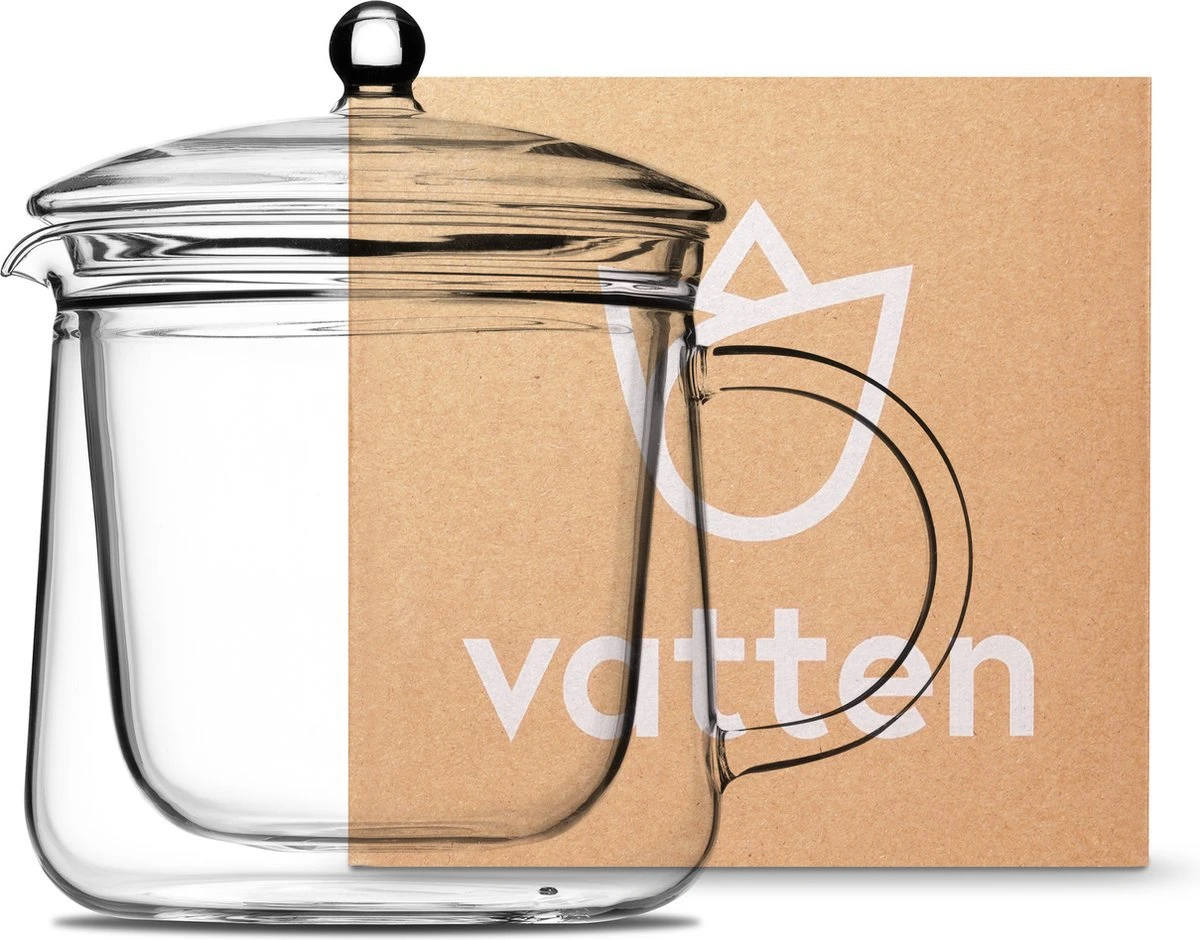 Vatten® Premium Glazen Theepot - 700ml - Dubbelwandig - Anti-drup - Transparant 3 Vatten® Premium Glazen Theepot - 700ml - Dubbelwandig - Anti-drup - Transparant