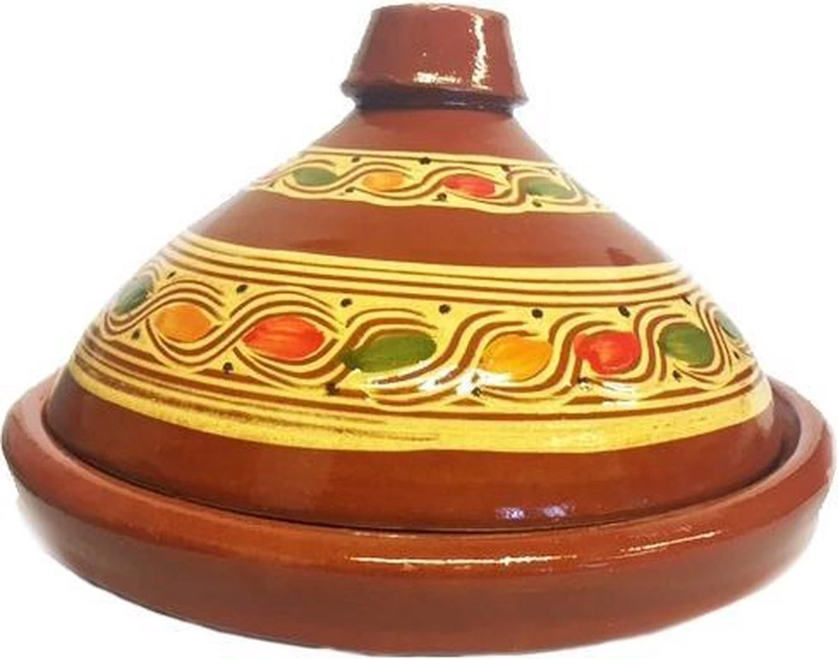 Marokkaanse Originele Tajine - Aardewerk - Ø 35 Cm 3 Marokkaanse Originele Tajine - Aardewerk - Ø 35 Cm