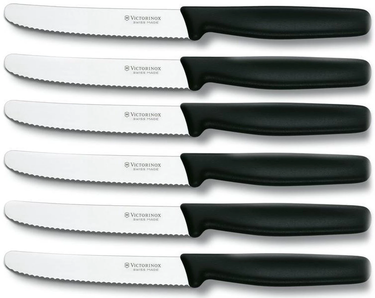 Victorinox Tafelmessen - 6-Delig - Zwart - Recht Heft 6 Victorinox Tafelmessen - 6-Delig - Zwart - Recht Heft - Afbeelding 4
