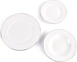 LeRijn® Serviesset Deventer 6 Persoons - 18 Delig - Licht Crème Wit Met Gouden Rand En Motief - Dinerborden - Soepborden - Dessertborden - Borden Servies - Bordenset -Woonkeuken Winkel 1200x972 2