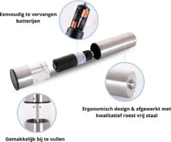 MD-Goods ® Elektrische Peper En Zoutmolen Set - Pepermolen - RVS - Cadeau - Restaurant Kwaliteit -Woonkeuken Winkel 1200x994 3