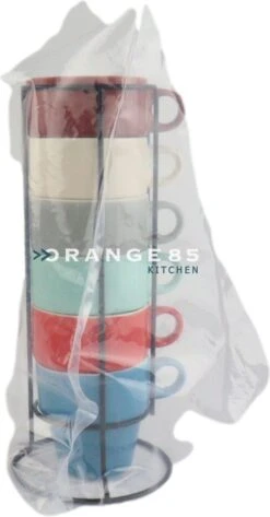 Orange85 Koffiekopjes - Met Houder - Set Van 6 - Gekleurd - 300 Ml - Keramiek -Woonkeuken Winkel 626x1200