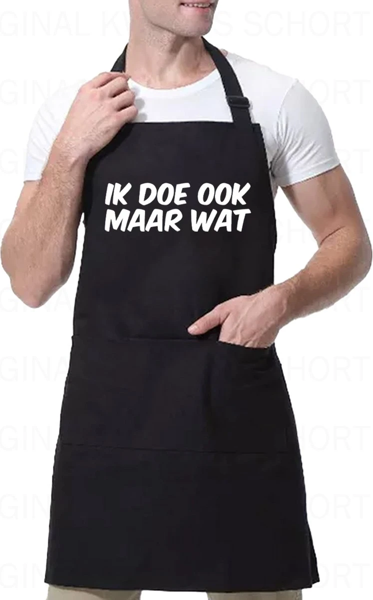 IK DOE OOK MAAR WAT Unisex Schort - Zwart - One Size (volwassenen) - Keuken Schort - Barbeque BBQ Schort - Bedieningsschort - Grappige Teksten - Original Kwoots- Voor Zowel Mannen Als Vrouwen - Verstelbaar - Wasbaar - Cadeau - Apron 3 IK DOE OOK MAAR WAT Unisex Schort - Zwart - One Size (volwassenen) - Keuken Schort - Barbeque BBQ Schort - Bedieningsschort - Grappige Teksten - Original Kwoots- Voor Zowel Mannen Als Vrouwen - Verstelbaar - Wasbaar - Cadeau - Apron - Afbeelding 2